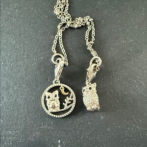 925 Silver Owl Pendant Necklace